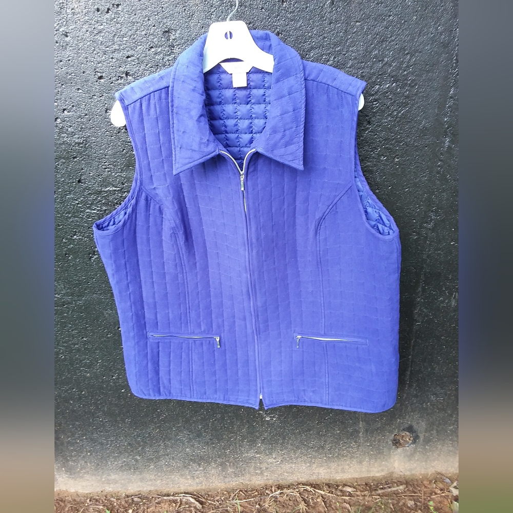 CJ Banks Quilted Blue Vest Size 1X
